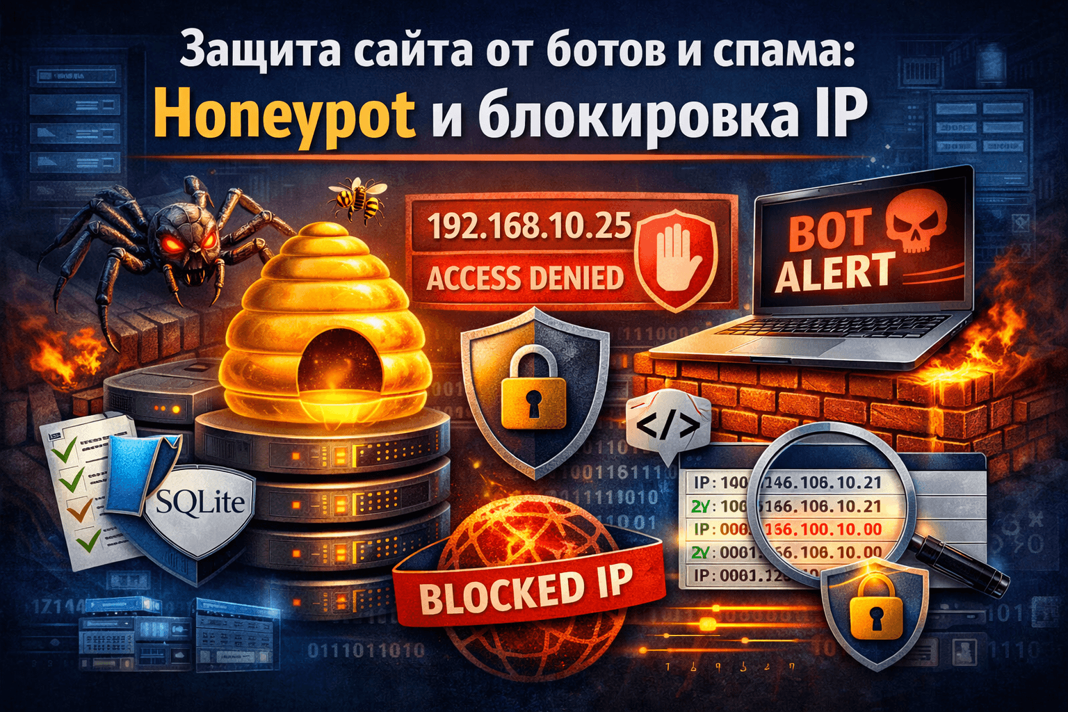 Защита сайта от ботов: honeypot-ловушка, блокировка по IP и безопасная фильтрация